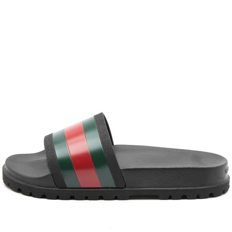 Gucci Pursuit Trek Web Rubber Slide Black 